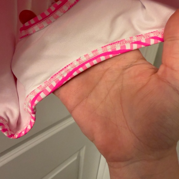 Lilly Pulitzer Pink Gingham One-Piece Swimsuit Bandeau Strapless 14 - Picture 2 of 6